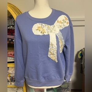 Athletic Works Lavender Sweatshirt with Floral Accent